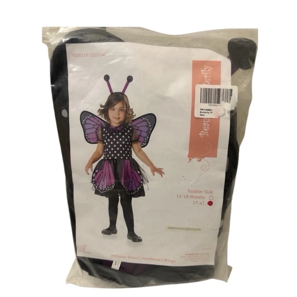 Beautees Purple Butterfly Costume with Polka Dots